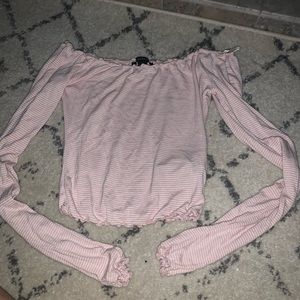 FOREVER21 cropped long sleeve off the shoulder top